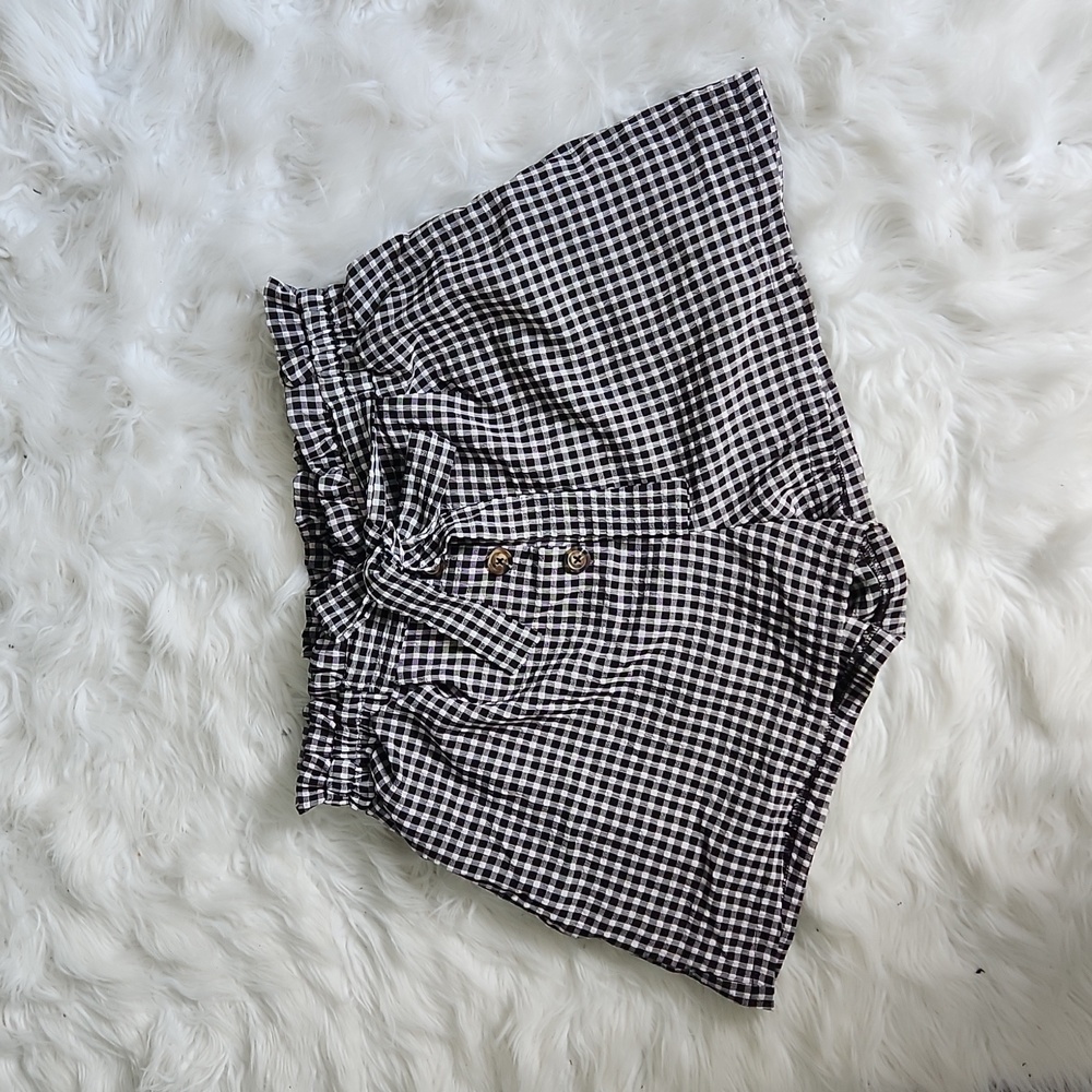 Sienna Sky Large Black Gingham Paperbag High Waisted Shorts